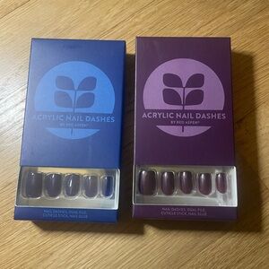 Red Aspen Acrylic Nail Dashes - Blue and Purple Press-On Nails